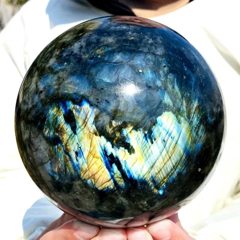 Naturale formato! Palline colorate di labrador, sfere lucide di feldspato luminescente di cristallo di quarzo, minerali, reiki, sfere curative