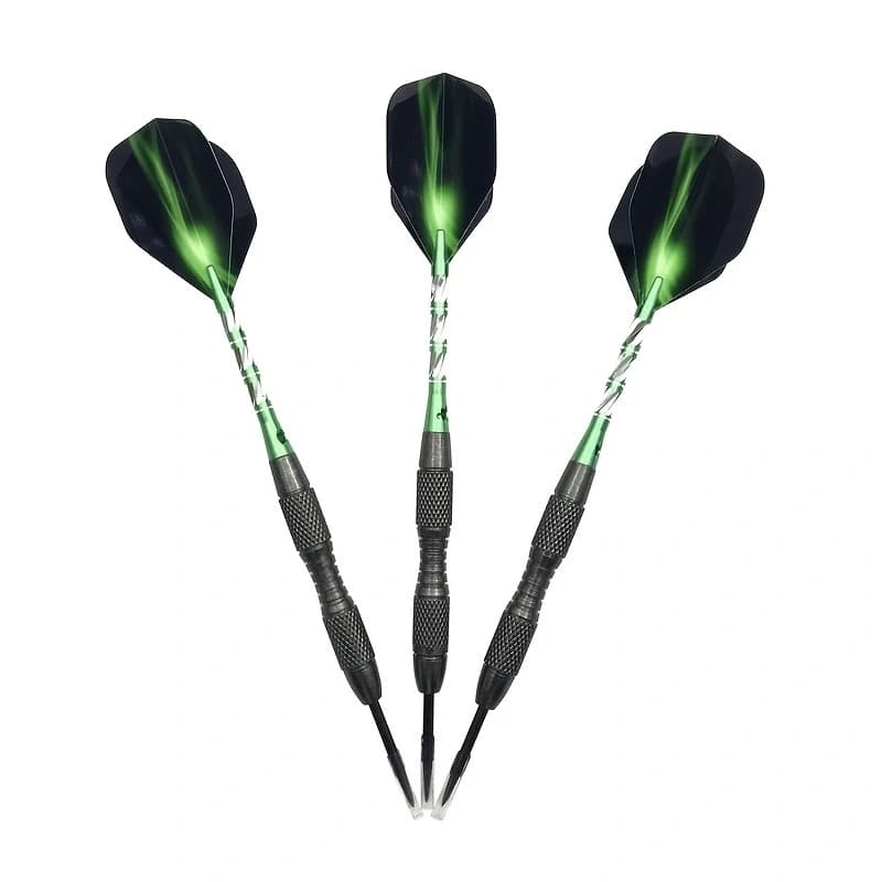 Professional Hard Darts 3Pcs High Quality Steel Tip Darts Tungsten Steel Barrel Green Aluminum Dart Shafts Flights