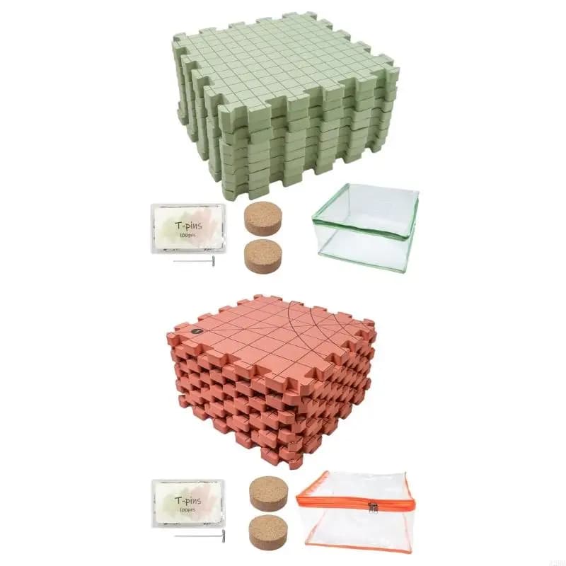 9pcs knitting blocking mat with 100 pieces pin 38 mm T 32x32 Foam block A2BB