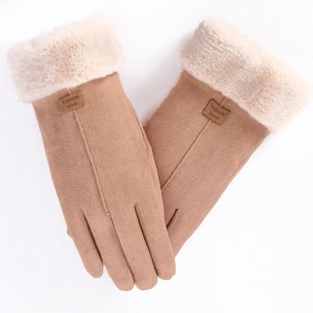 Thick Windproof Suede Gloves Touch Screen Sports Gloves comfortable cycling Gloves Soft and warm with whole fingers for girls