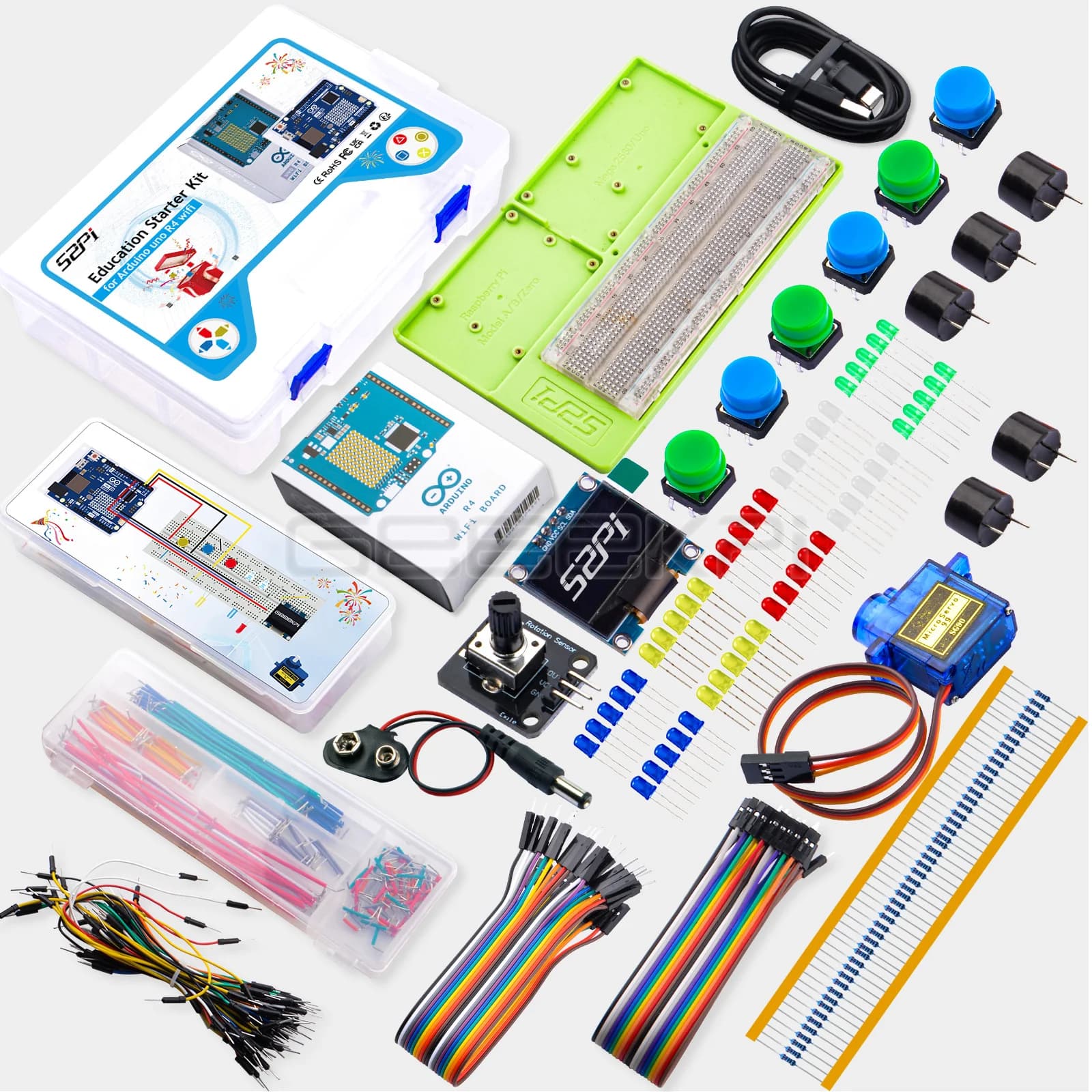 Geeekpi Education Starter Kit for Arduino UNO R4 Wifi Electronic components and DIY sensors