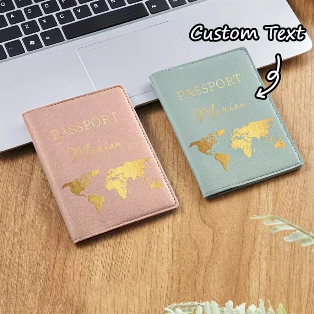 Custom Letter & Name Personalized Passport Holder, Lightweight Travel Document Cover Christmas Gifts for Family Members