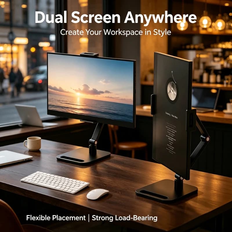 Multi-device Adjustable Clamp Screen Stand Expandable Desktop Mount For Laptop Phone Vertical Monitor Gaming Office Daily Work
