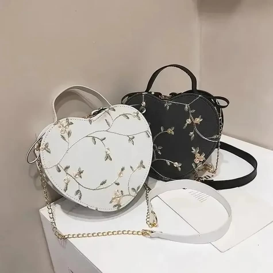 Nuova Borsa a Tracolla in Pizzo a Forma di Cuore, Elegante Borsetta da Donna per Uso Quotidiano, Appuntamenti, Shopping, Viaggi e Feste