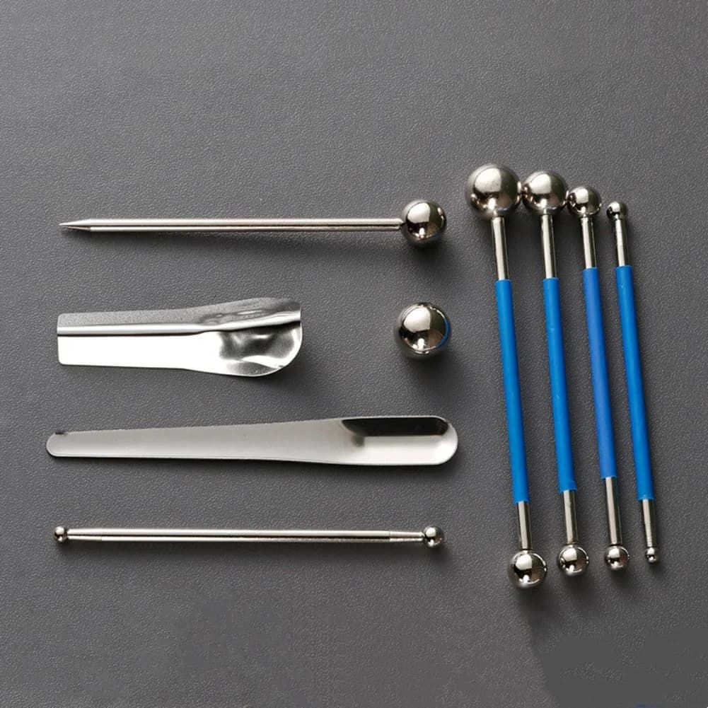 Set di Attrezzi per Pressare Fughe di Piastrelle 9 Pezzi in Acciaio Inox, 4 Sfere per Pressare Fughe e 5 Utensili per Fughe di Precisione per Superfici Piastrellate