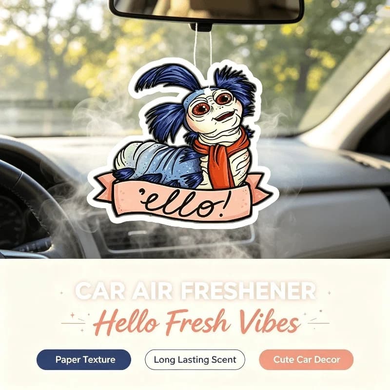 Car Air Freshener Cute Cartoon Worm Character Hanging Scent Card for Car Interior Rearview Mirror Ornament Gift