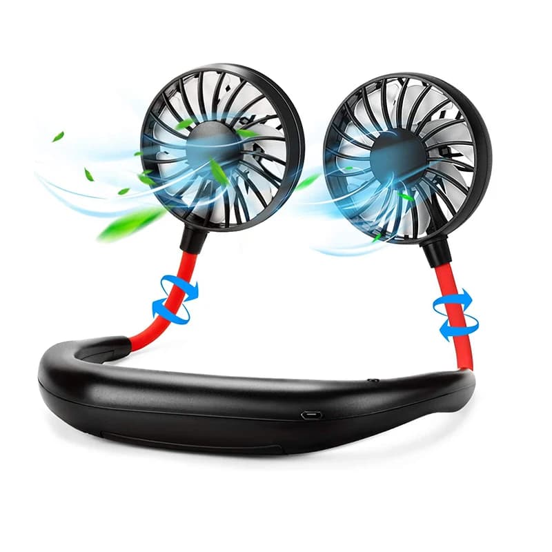 Mini portable neck fan, USB drive neck-mounted fan, hands-free personal mini lazy fan, cooling wearable fan