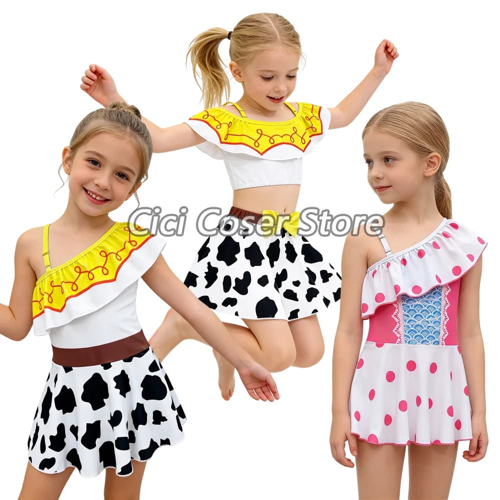 Cosplay swimsuit Anime Shepherdess Bo Peep Buzz's Jessie with bath hat for summer parties on the beach 90-150CM