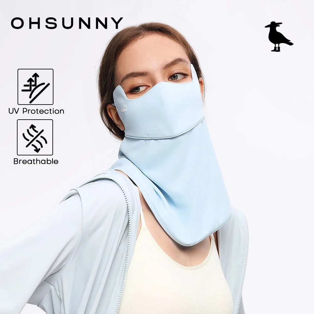 OhSunny maschera per la protezione solare copertura protettiva per il viso protezione per il viso donna 2024 Summer Cool lining UPF2000 + per il ciclismo all'aperto
