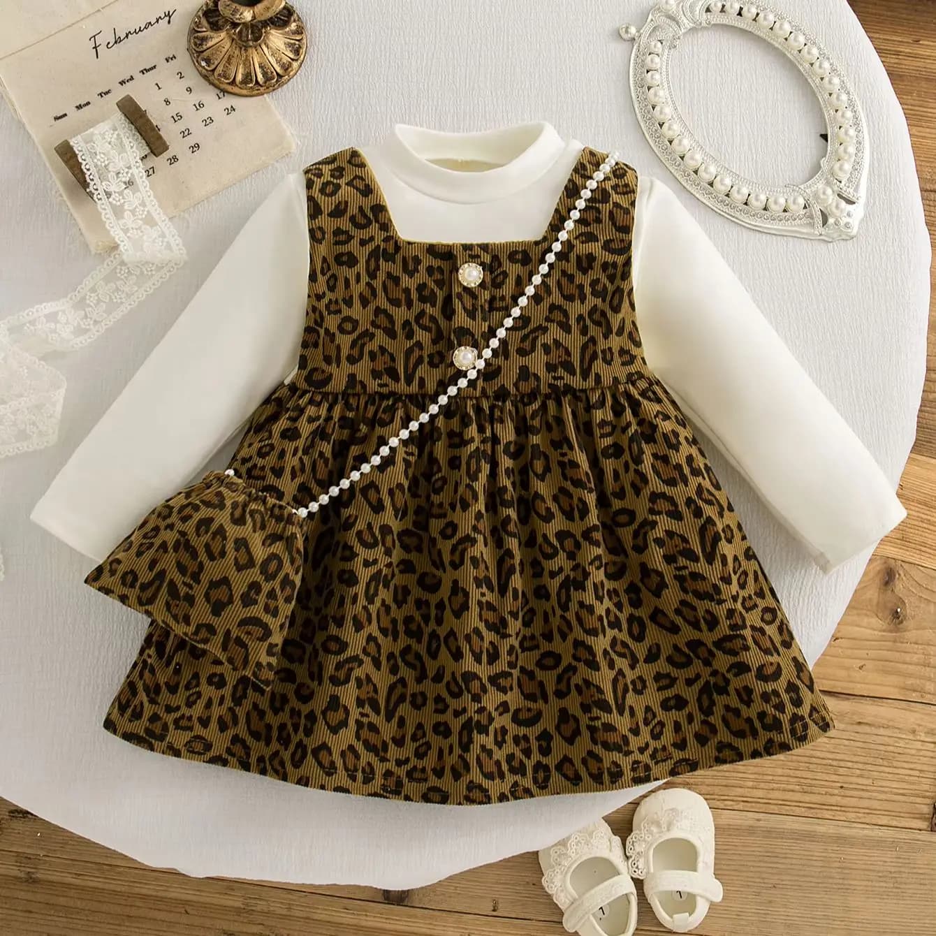 Autunno nuove ragazze appena nate abito a maniche lunghe cartone animato fiore frammentato bavero abito da principessa per bambini cinturino a fiore Dres