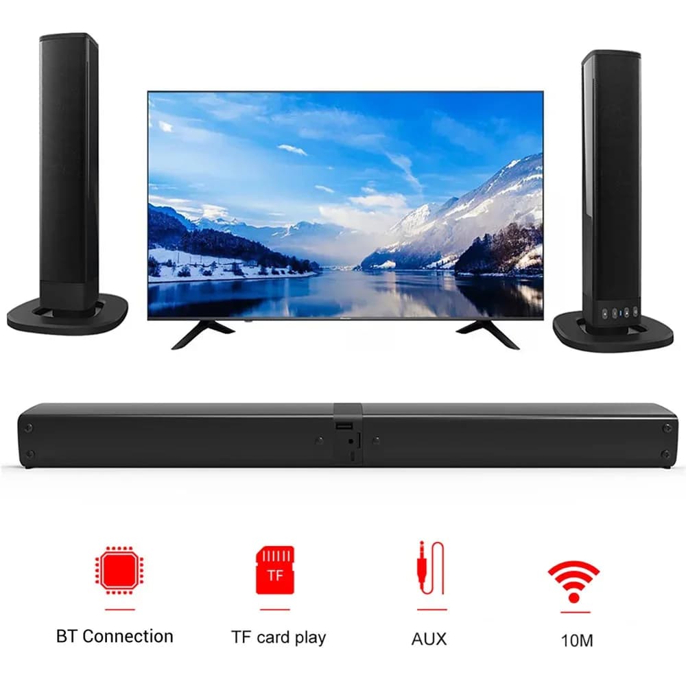 Barra audio TV wireless Bluetooth Sistema di altoparlanti 2 Home Theater Subwoofer Soundbar Altoparlante portatile ricaricabile 2 IN1