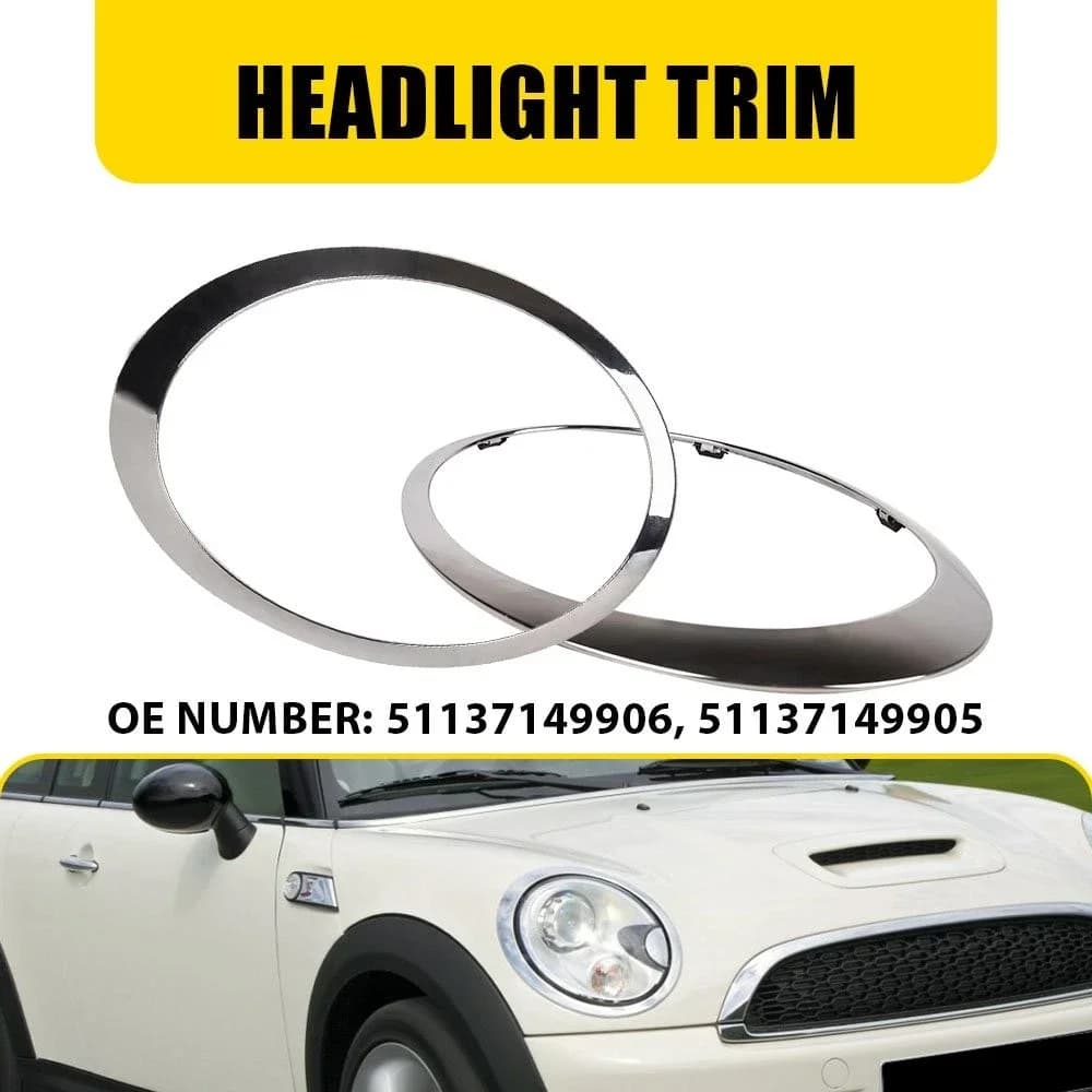 For Mini Cooper R55 R56 R57 R58 R59 2007-2015 1 Pair Gloss Black Car Eyebrow Headlight Frame Lamp Ring Cover Case Loop Stickers
