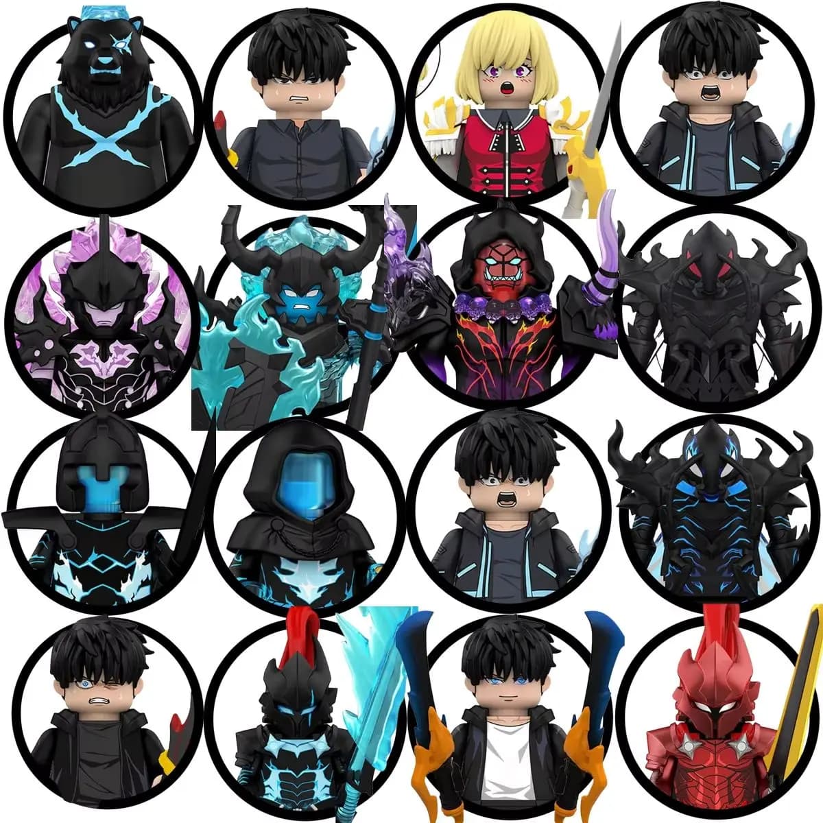 Blind Box WM6220 Anime Sung Jinwoo Lgris Beru Bellion Tusk Fang Hunter Level Up Mini Building Blocks Figures Festival Gifts Toys