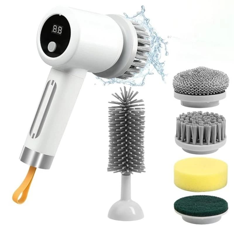 A63M-Electric Brush For Cleaning, Wireless Brush For Household With 5 Brushes For Bathroom, Tiled Floors Kitchen Head