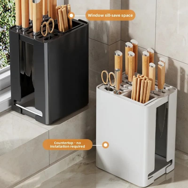 Portacoltelli da cucina in acciaio al carbonio Portautensili Portaoggetti Portaoggetti in acciaio inossidabile Portaoggetti combinato senza fori Porta bacchette da appoggio
