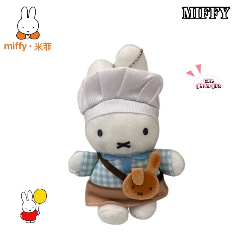 Portachiavi Peluche Kawaii Miffy, Simpatico Cartone Animato Creativo, 14cm, Bambola da Cucina, Ciondolo Decorativo per Zaino, Regalo Giocattolo