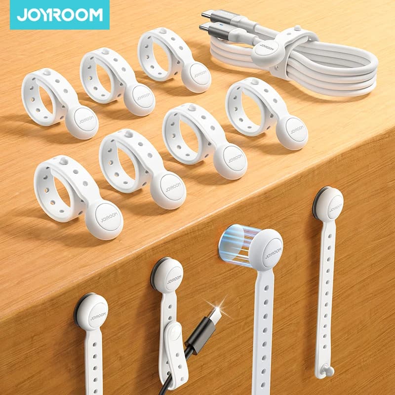 Joyroom 6/12PCS Fascette magnetiche per la gestione dei cavi Organizzatore di cavi Supporto per cavi da 11 cm Cinghie regolabili per organizer con gancio e anello JR-ZS422