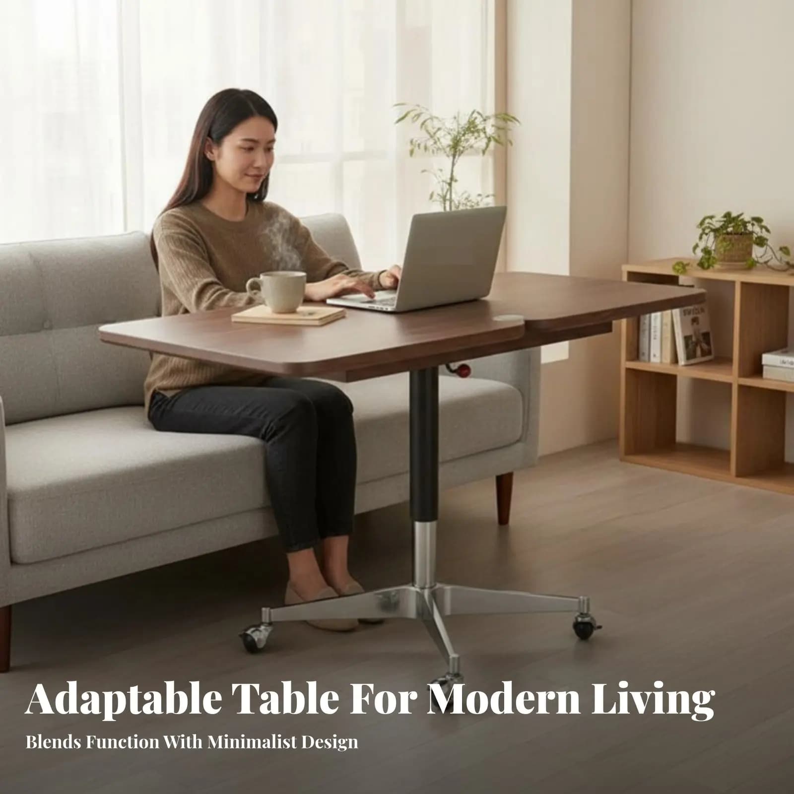 Adjustable and Foldable C Shape Laptop Support with Lockable Wheels and Inclinable Plan for Students and Seniors