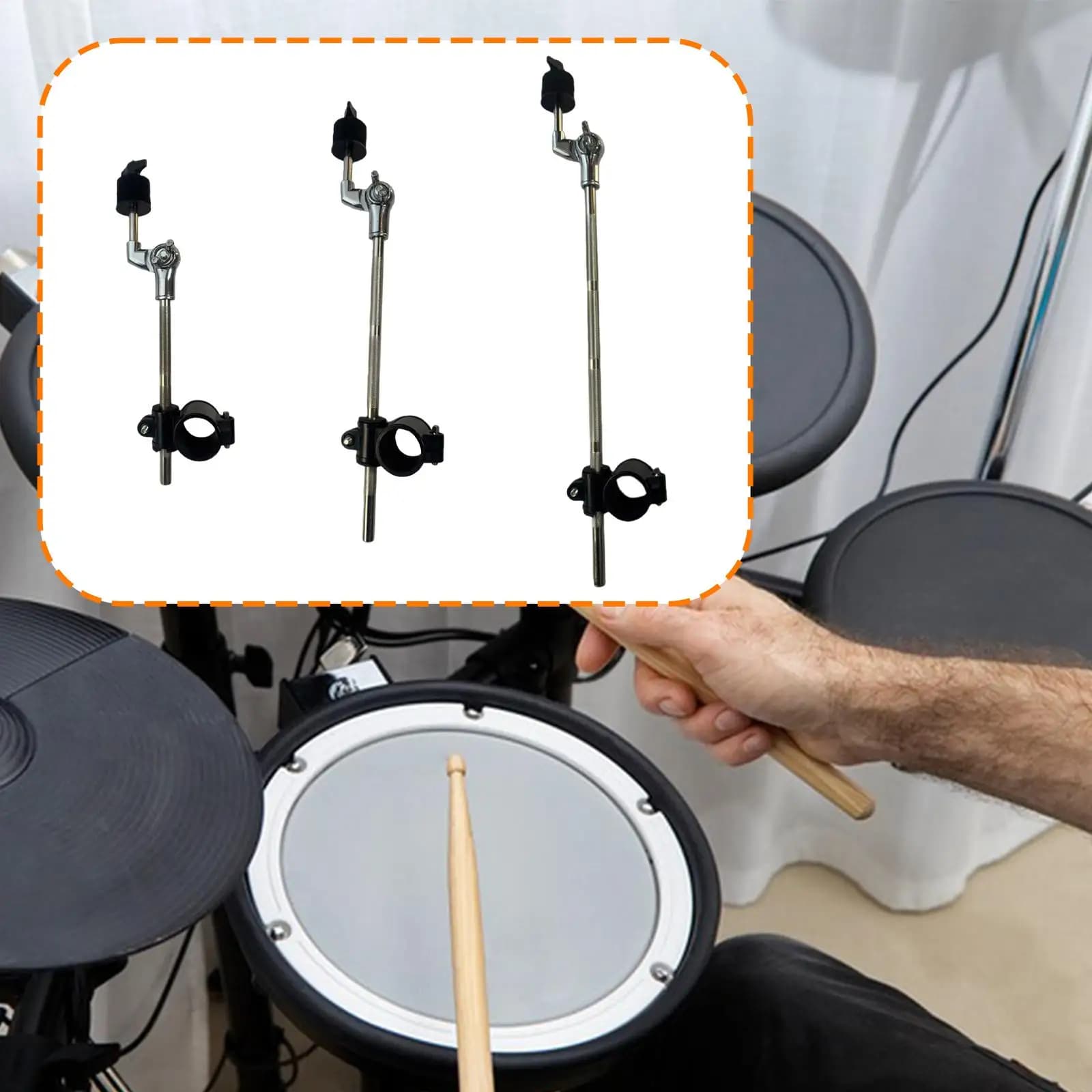 Supporto per Braccio di Piatti Elettronici, Morsetto Regolabile in Lega di Zinco Resistente, Accessorio per Pad Percussivi e Configurazione Batteria
