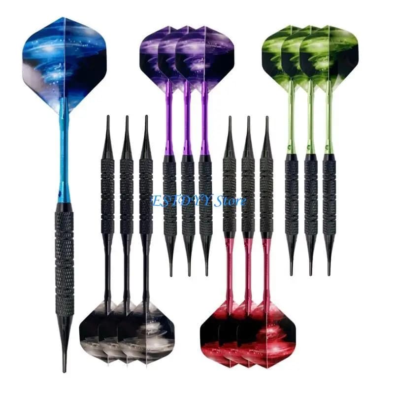 G6DE 12 Pezzi Punta Freccette Asta in Alluminio con 100 Punte Morbide in Nylon per Bersaglio Elettronico in Plastica Giochi da