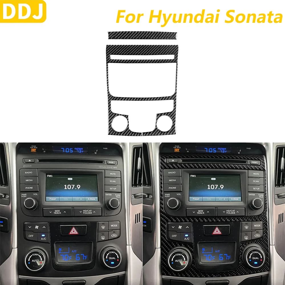 For Hyundai Sonata 2011-2014, Carbon Fiber Cover for Central Panel, Air-Conditioner, Radio and CD, Auto Accessories, Wall decal