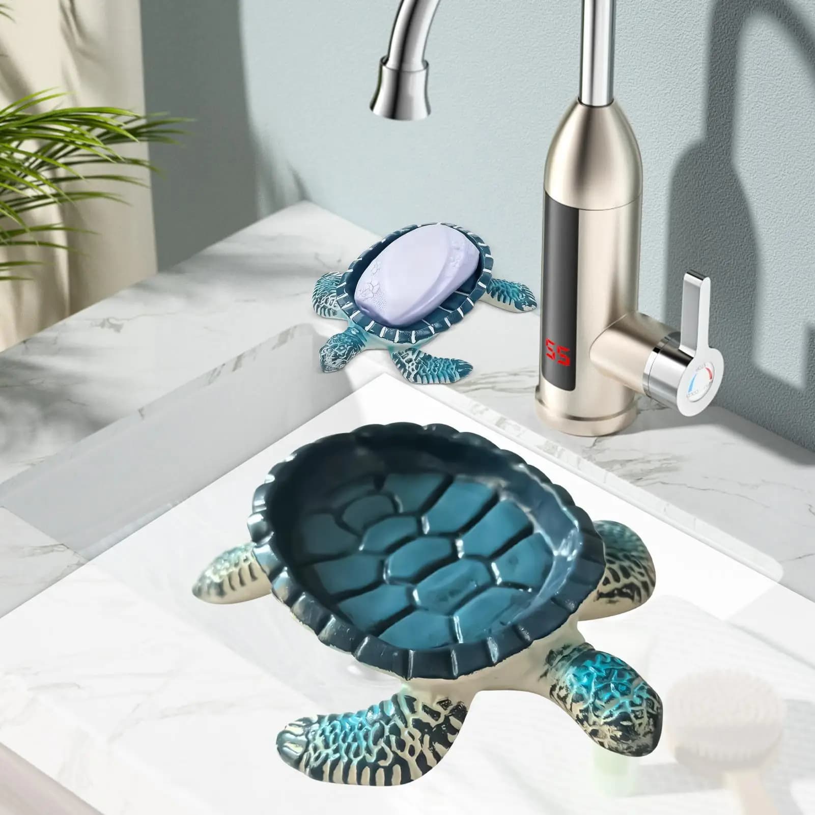 Portasapone per Doccia a Forma di Tartaruga, Dispenser Decorativo Autodrenante per Lavello Cucina, Bagno, Vasca, Casa