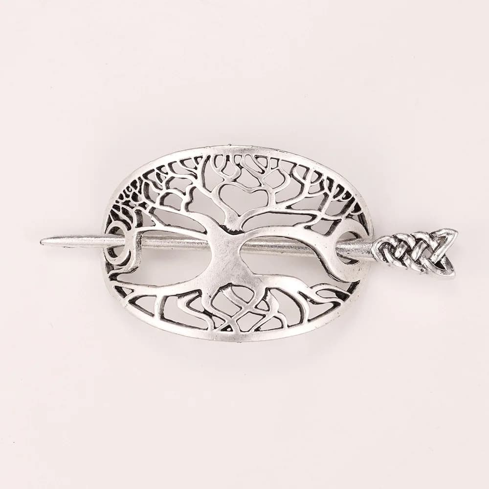 1pc Barretta per capelli con albero celtico, intricato disegno annodato, estetica vichinga medievale, perfetti rituali pagani Ren, acconciature chic