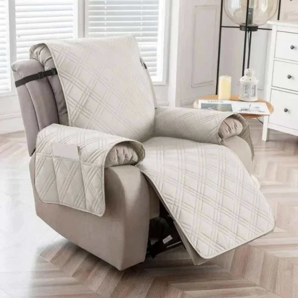 1Seat Non Slip Armchair Slipcovers for Recliner Chair Waterproof Recliner Chair Cover with Pocket Washable Reclining Chair Cover
