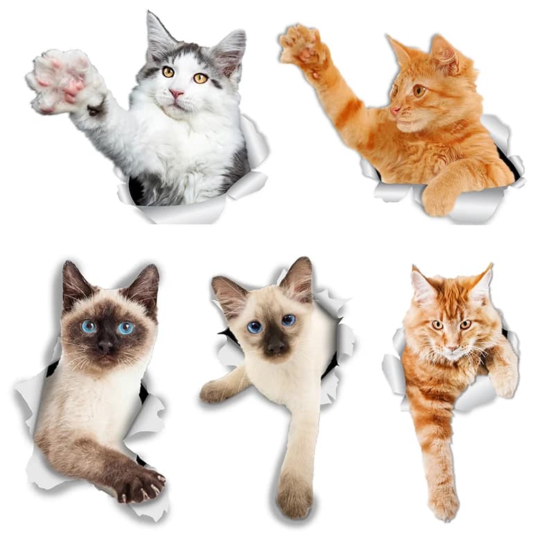 M458 Adesivi gatto Breakout Adesivo da parete siamese Decorazione della casa Decalcomanie per WC per camera da letto Cucina Pareti del soggiorno Decor