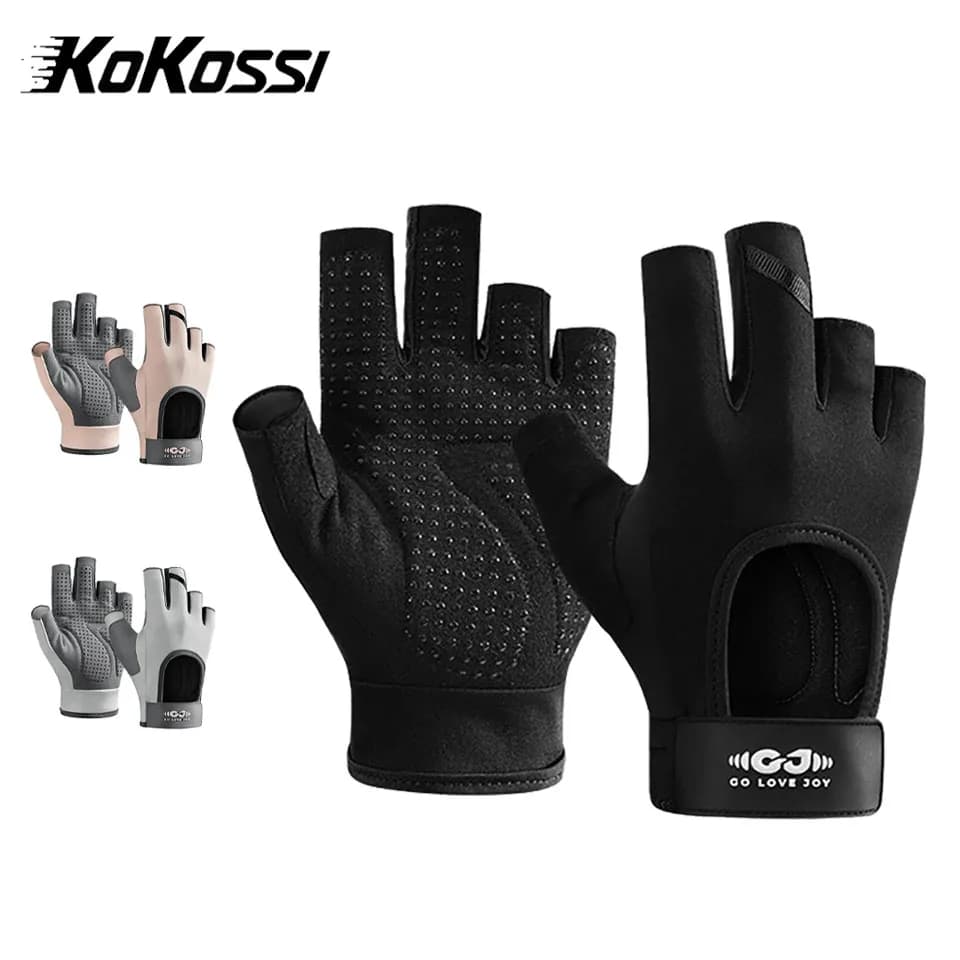 Guanti fitness KoKossi a mezze dita, resistenti all'usura, antiurto, antiscivolo, per yoga, manubri, guanti protettivi per esercizi, uomo e donna