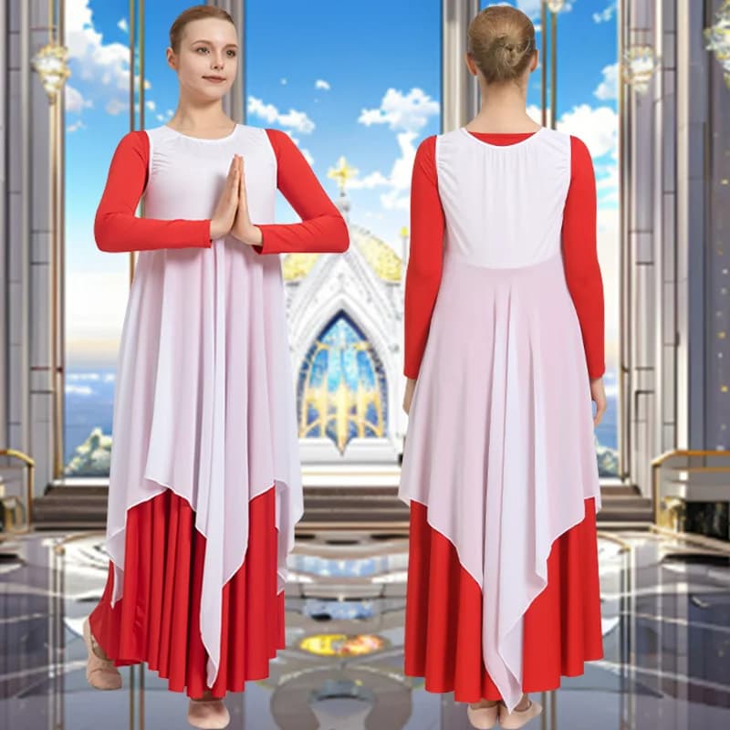Women Sleeveless Vest Dance Dress for Adult Worship Liturgical Praise Costumes with No Crotch No Lining Halloween Loose Pullover