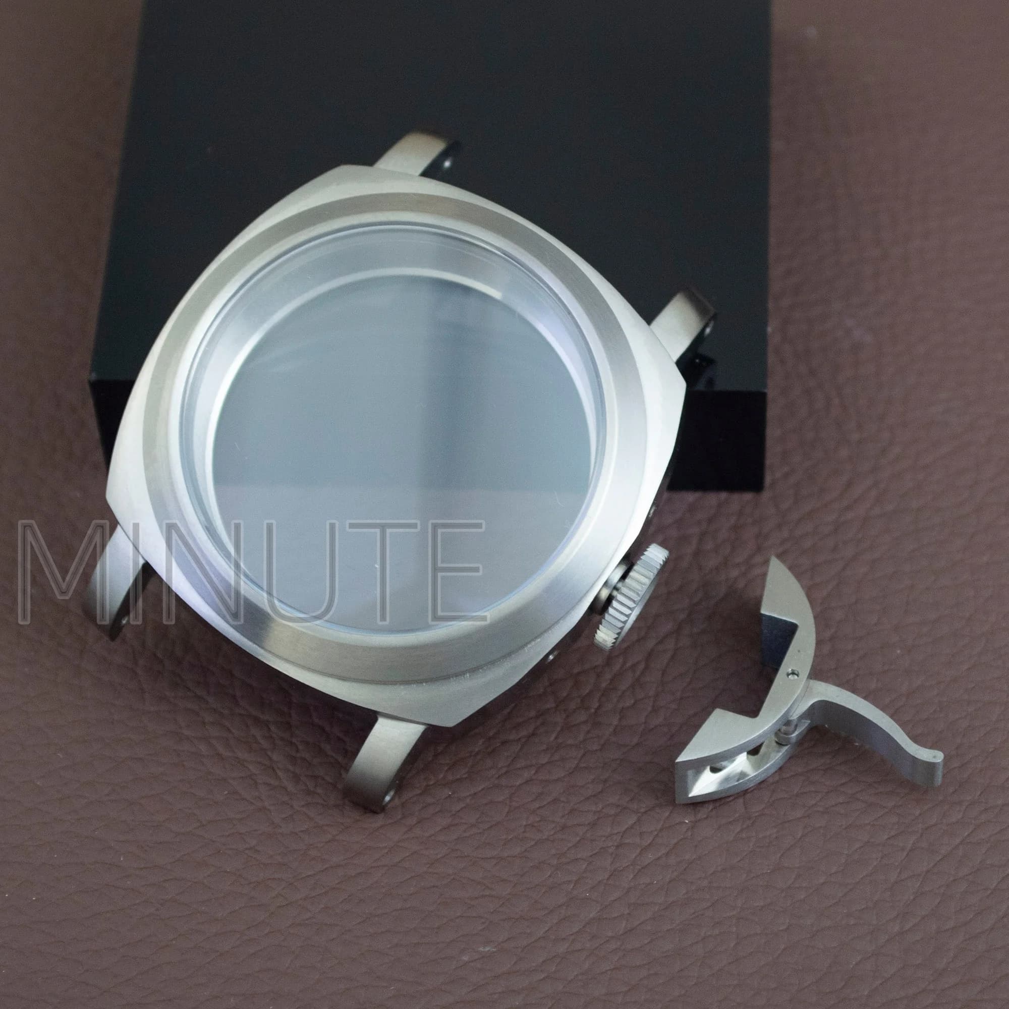 44mm Titanium Vintage Watch Case Sapphire Glass For PAM 5218 ST36 ETA6498 ETA6497 Mechanical Movement Men Case Watch Accessories