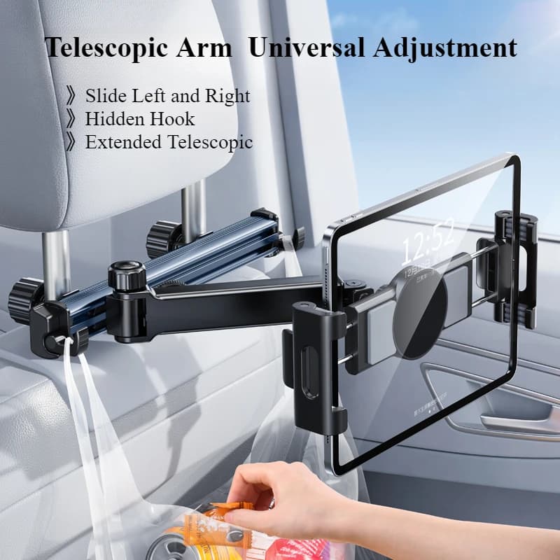 Hipacool Supporto per telefono per auto telescopico Supporto per tablet Sedile posteriore Poggiatesta Staffa per tablet per auto magnetica regolabile per dispositivo 5.6-11.8"