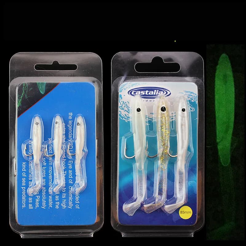 Pesca con esca morbida esca artificiale piccola anguilla simulazione pesce con gancio 5,5 cm 8,5 cm esche 3 pezzi/confezione