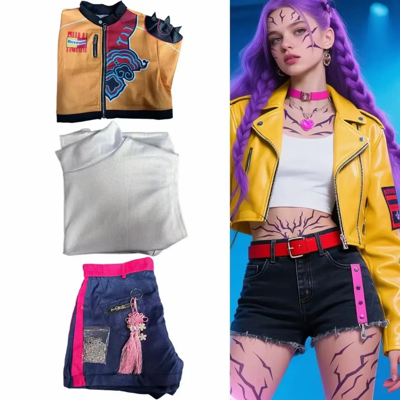 Cosplay Costume for K-POP Rumi Oak Costume Cosplay Earrings Party Halloween Carnival Dresses Print Dresses