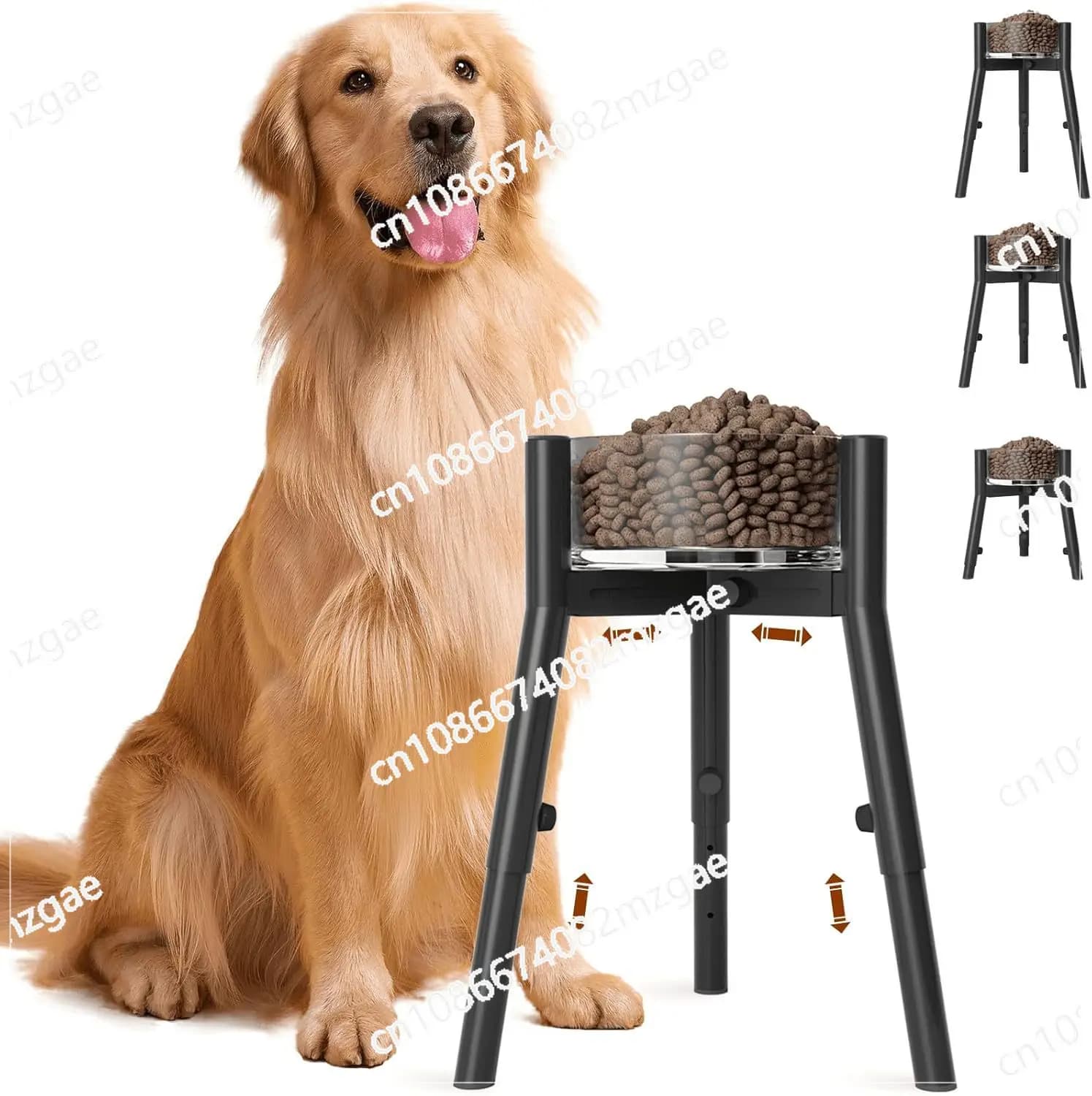 Triangular telescopic heightening pet dog bowl holder, pet food utensils