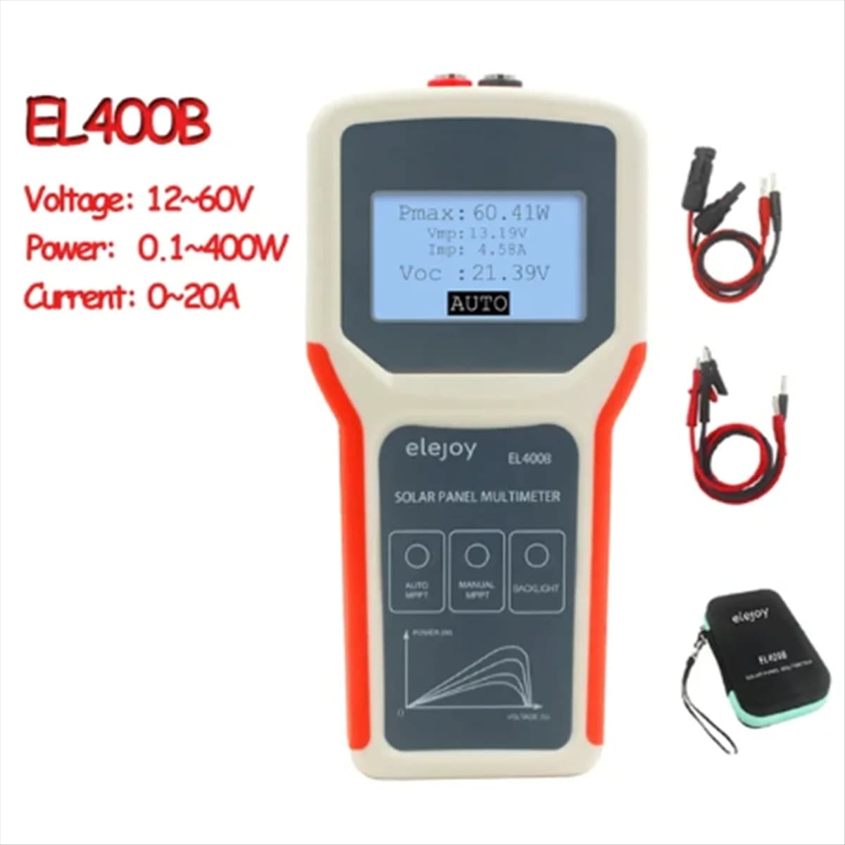 B66C ELEJOY EL400B Multimetro da pannello fotovoltaico Pannello solare MPPT Tester Misuratore di tensione corrente Misuratore di potenza Multimetro