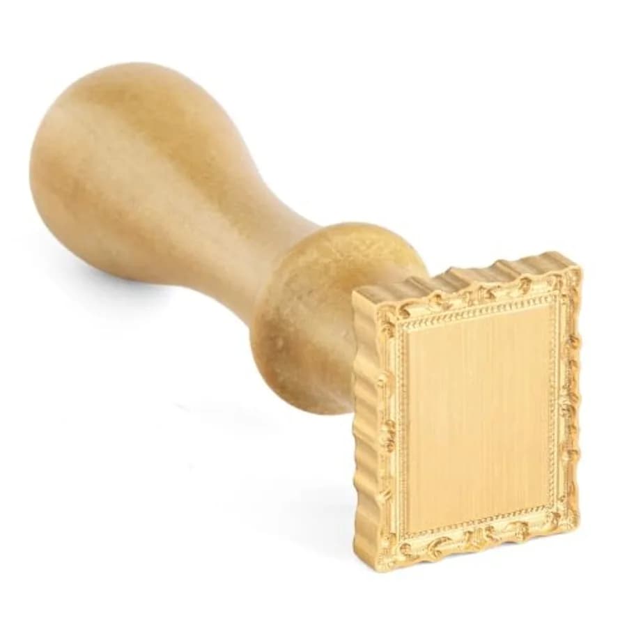 Frame Wax Seal Stamp, 3D Embossed Relief Carving Brass Head and Wood Handle for Wax Seal Stamp Kit, Decor for Thanksgiving Card
