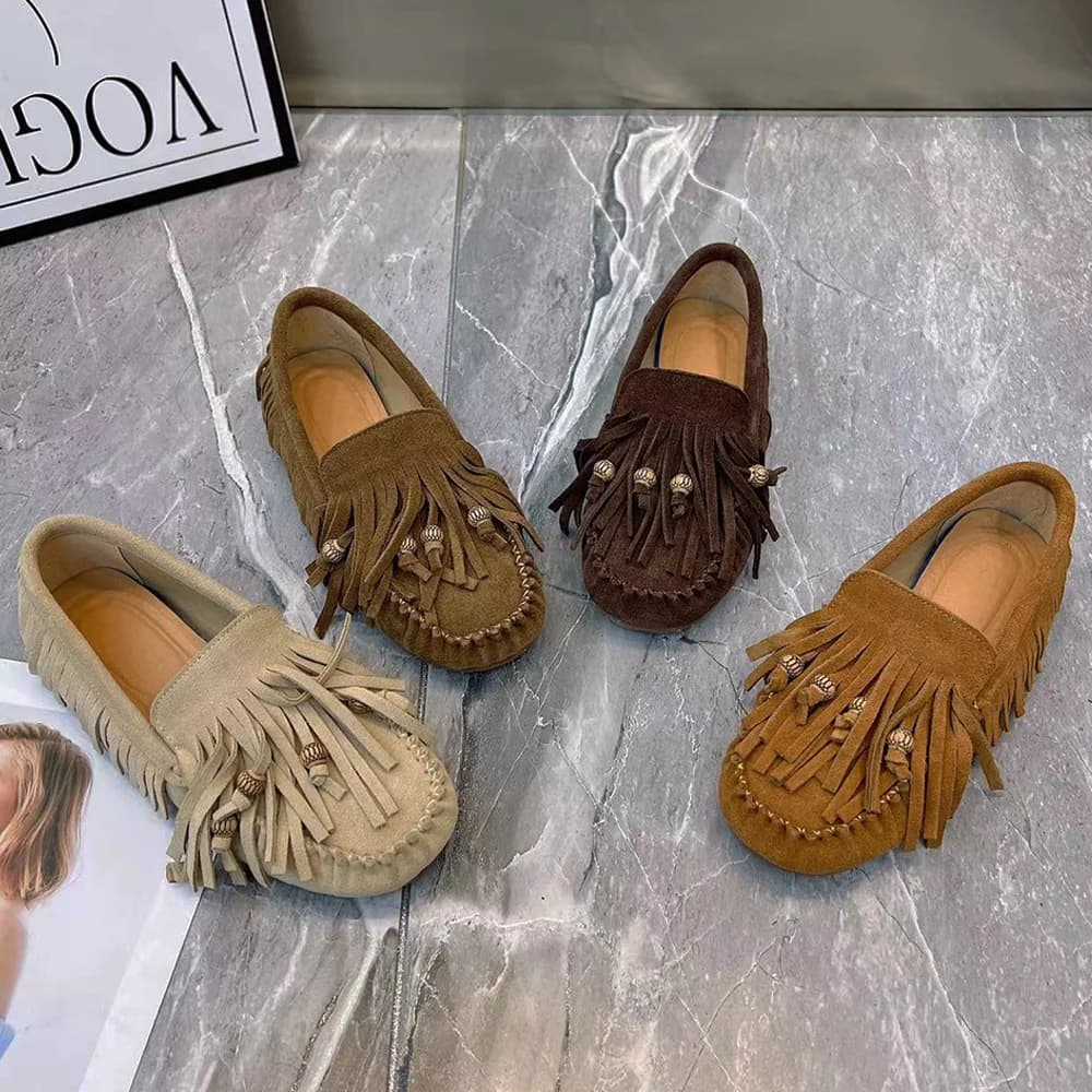 Scarpe da donna in pelle moda Plus Size Casual Mullers piatti antiscivolo mocassini femminili nappe scarpe firmate