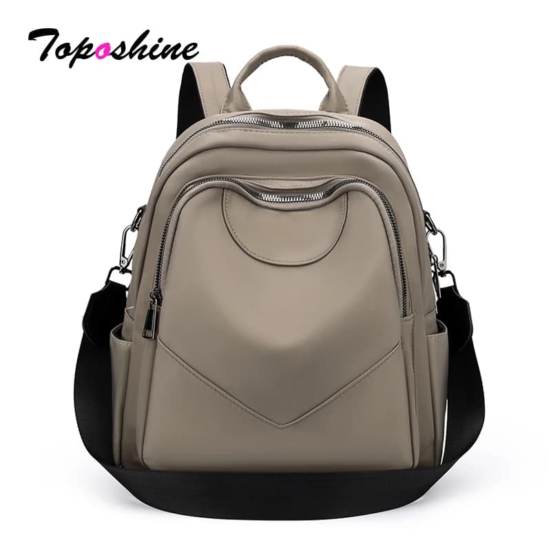 Zaino Leggero in Nylon Kaki Toposhine, Daypack Casual con Tracolla Staccabile, Zaino Impermeabile per Scuola, Bellissimo Zaino
