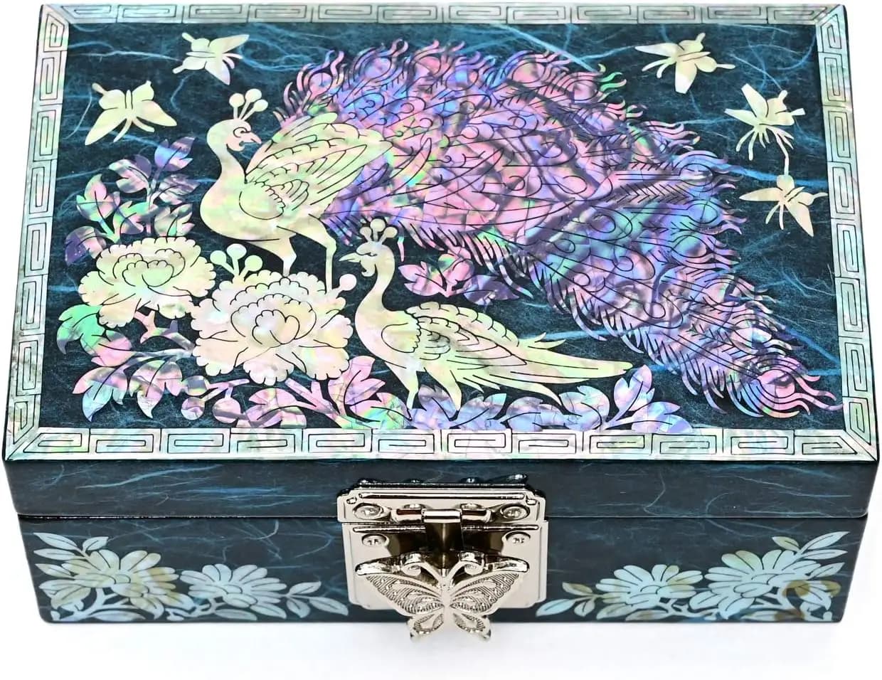 Mother of Pearl Jewelry Box with Ring Design, Earrings and Bracelets
