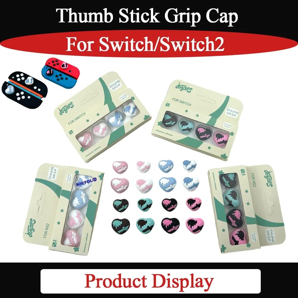 Nuovo Set di 4 Copri-Stick Analogici in Silicone a Forma di Cuore per Switch 2/PS5/XBOX/Switch/OLED/Lite, Antiscivolo, Accessori per Giochi