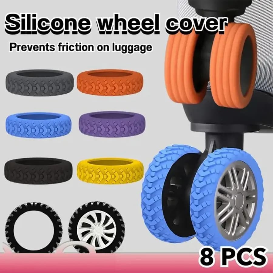 8PCS Silicone Luggage Wheels Protector Noise Reduction Suitcase Caster Cover
