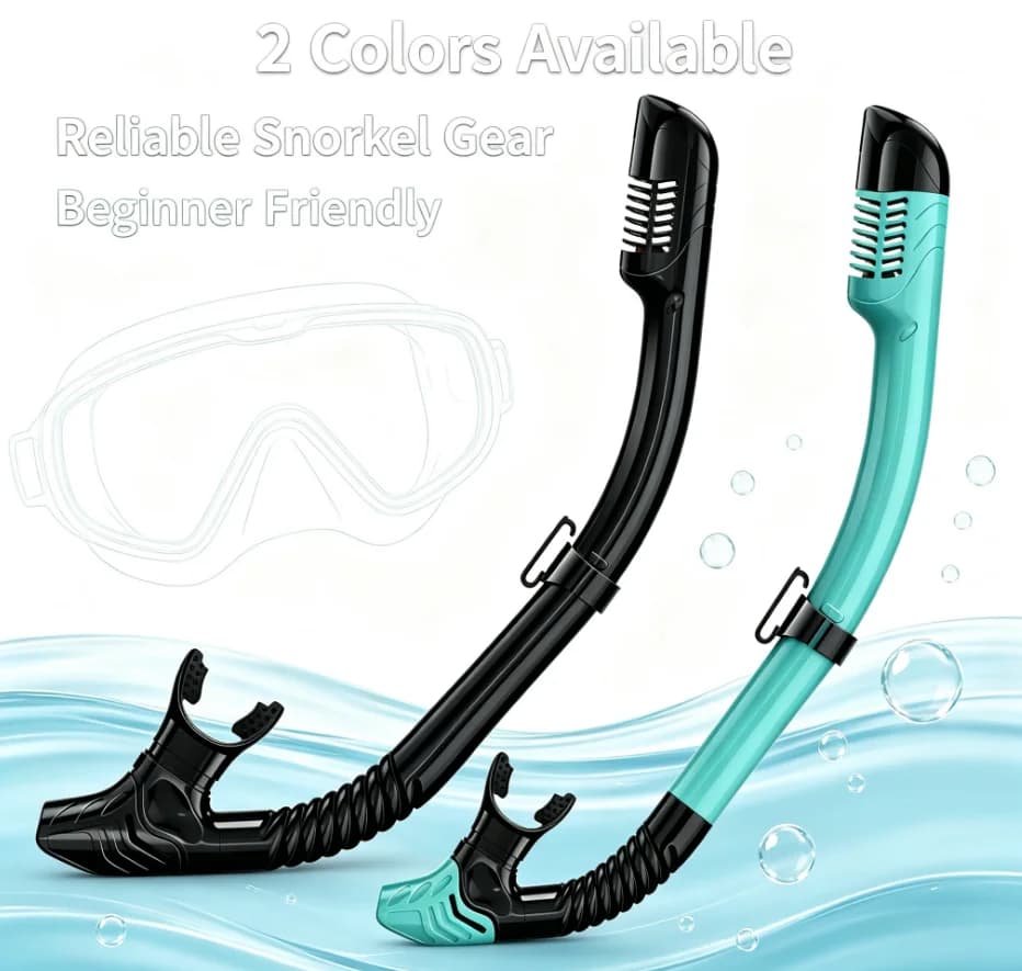Full Dry Snorkel with Easy-Breath Top Dry Valve Food-Grade Silicone Mouthpiece for Scuba Diving Freediving Swimming