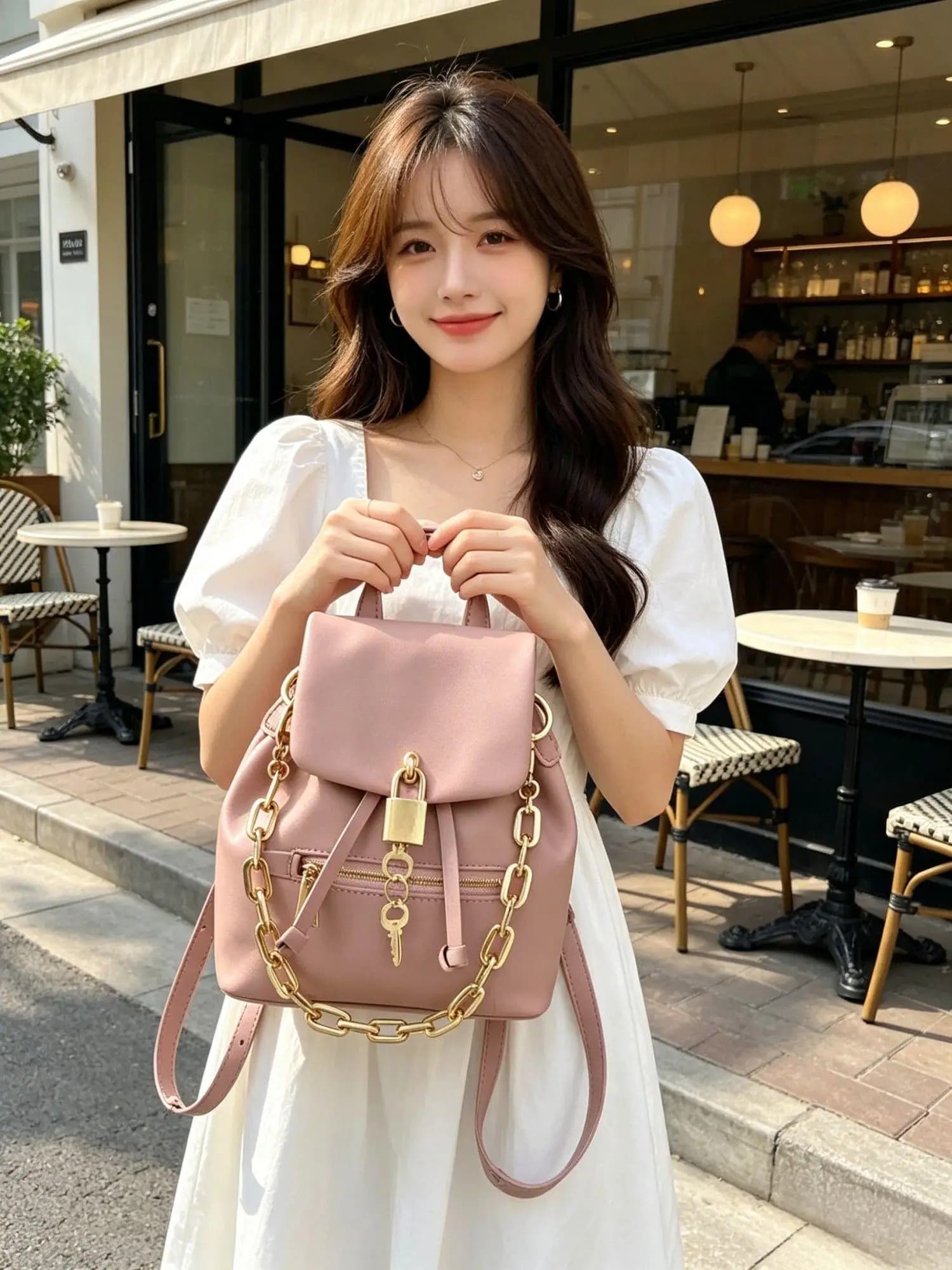 Zaino da donna rosa dolce, graziosa borsa a tracolla con patta, zaino morbido per tutti i giorni, ideale per appuntamenti, shopping e scuola