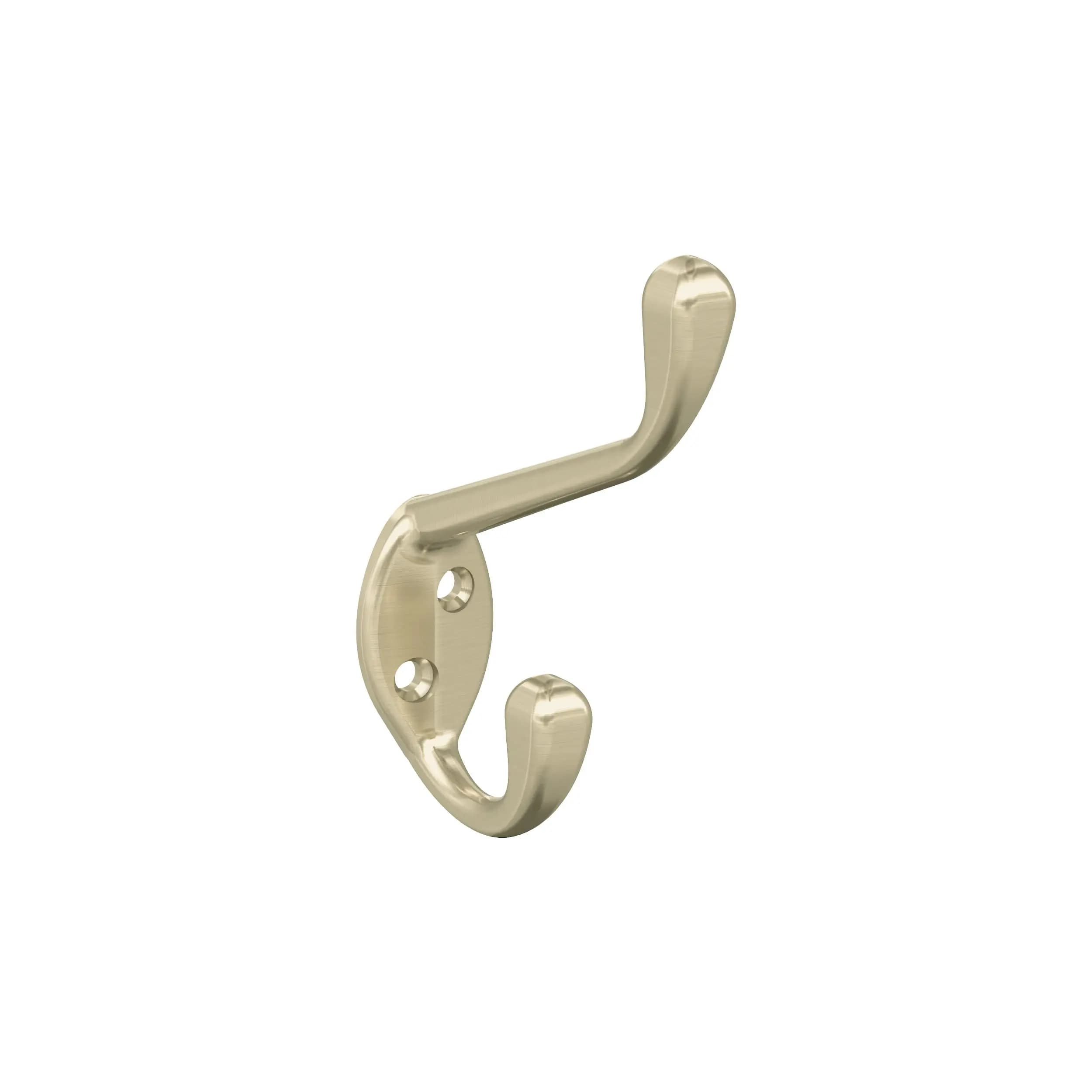 Gancio doppio con finitura spazzolata color champagne per cappotti, cappelli, borse, asciugamani, accappatoi in bagno, camera da letto, armadio, ingresso, lavanderia, ufficio