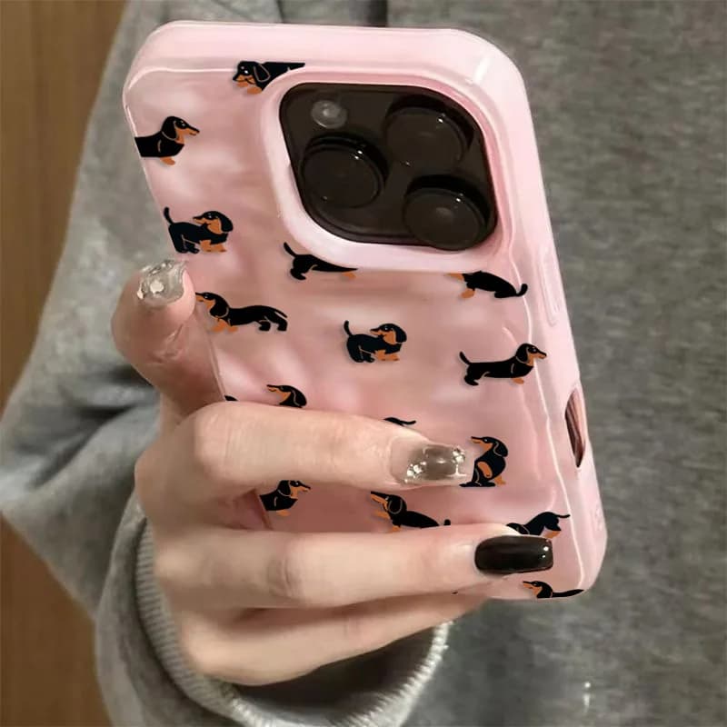 Custodia per telefono in silicone morbido modello bassotto per IPhone 17 Air 16 15 13 14 12 11 Pro Max Plus 16E 17 Pro Cover con texture antirughe