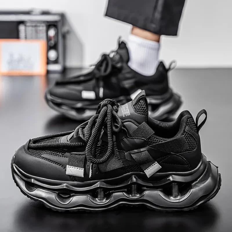 Sneakers da Uomo con Plateau, Scarpe Casual alla Moda per Corsa all'Aperto, Traspiranti, Antiscivolo, con Rialzo e Lacci