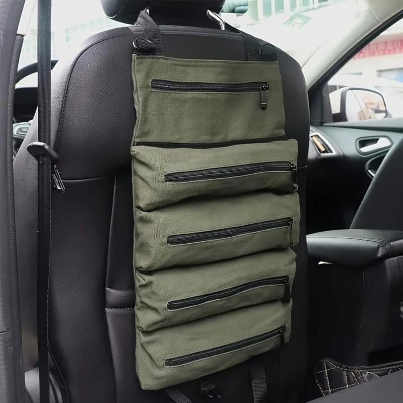 Multi-Purpose Roll Up Tool Bag Multi-Pocket Tool Roll Organizer Pouch with 5 Zipper Tool Pockets Car First Aid Kit