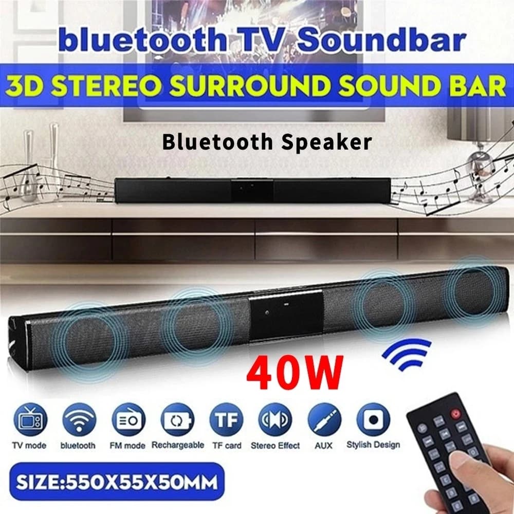 Altoparlante Bluetooth da 40 W Colonna Altoparlante portatile ad alta potenza TV SoundBar per computer Centro musicale Boom Box con radio USB TF AUX
